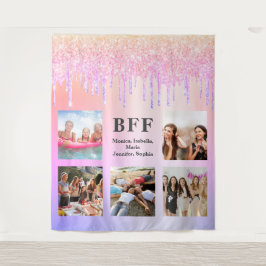 写真のコラージュ - 親友 ピンク パープル タペストリー
