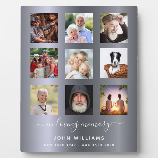 写真のコラージュ 銀の追悼式 葬儀 フォトプラーク (正面)