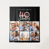 写真のコラージュ 黒とピンク 40歳で素晴らしい タペストリー (正面)