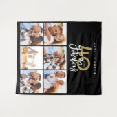 写真のコラージュ 黒と金 40歳にして最高潮 タペストリー (正面(横))