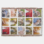 写真のコラージュ 15枚の写真 白 スローブランケット (正面)
