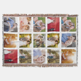 写真のコラージュ 15枚の写真 白 スローブランケット