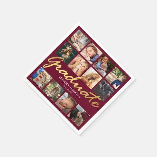写真のコラージュ 2025 年卒業パーティー スタンダードカクテルナプキン (角)