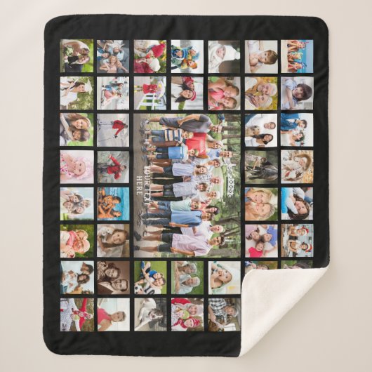 写真のコラージュ 45枚 写真 パーソナライズ カスタム カラー シェルパブランケット (正面)