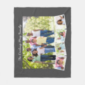 写真のコラージュwのジグザグ形の写真のストリップ及び姓 フリースブランケット (正面)