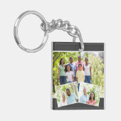 写真のコラージュw. 3の家族写真-チャコールグレー キーホルダー (正面左)