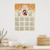 写真のコーラルダマスク金ゴールドシーティングチャート ポスター (キッチン)