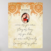 写真のコーラルダマスク金ゴールドシーティングチャート ポスター (正面)