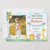 写真のサファリ誕生日招待状　ワイルドなパーティー 招待状 (正面)