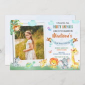 写真のサファリ誕生日招待状　ワイルドなパーティー 招待状 (正面/裏面)