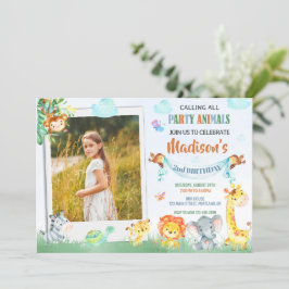 写真のサファリ誕生日招待状　ワイルドなパーティー 招待状