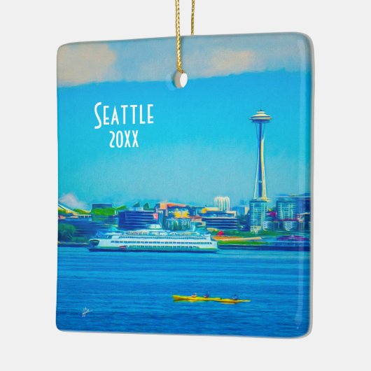写真のシアトルのスカイライン2をユニークなモダン味方しました所有することは セラミックオーナメント (左)