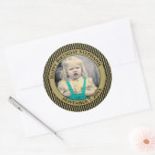 写真のシンプルストライプ金ゴールド ラウンドシール (封筒)