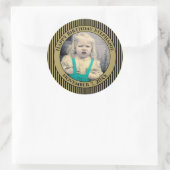 写真のシンプルストライプ金ゴールド ラウンドシール (バッグ)