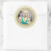 写真のシンプルストライプ金ゴールド/白 ラウンドシール (バッグ)