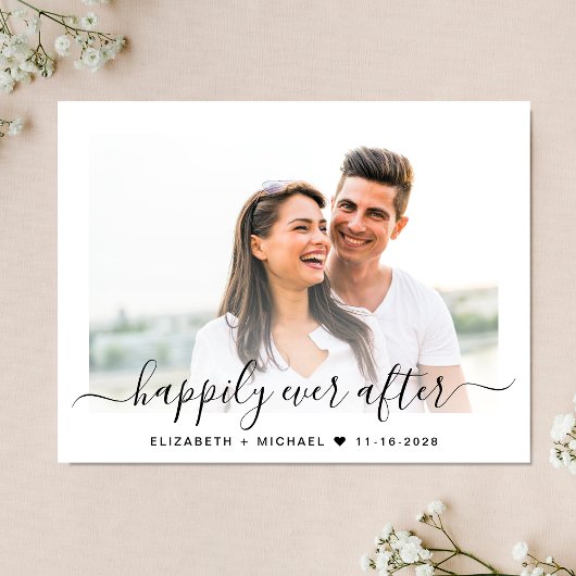 写真のスタイリッシュスクリプトの保存日付 案内ポストカード