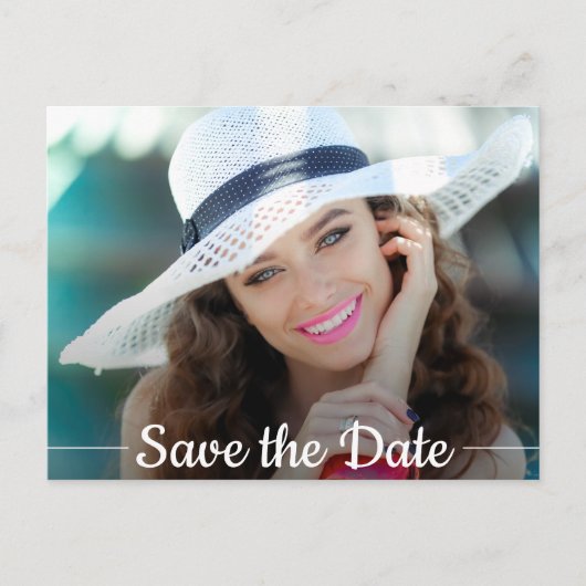 写真のスタイリッシュ卒業式のスクリプト日付の保存 ポストカード (正面)