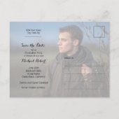 写真のスタイリッシュ卒業式のスクリプト日付の保存 ポストカード (裏面)