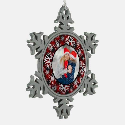 写真のスノーフレークのペーターのクリスマスの装飾 スノーフレークピューターオーナメント (左)