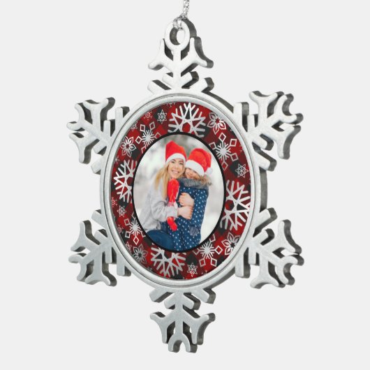 写真のスノーフレークのペーターのクリスマスの装飾 スノーフレークピューターオーナメント (右)