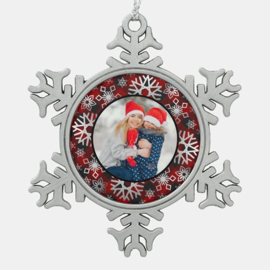 写真のスノーフレークのペーターのクリスマスの装飾 スノーフレークピューターオーナメント (正面)