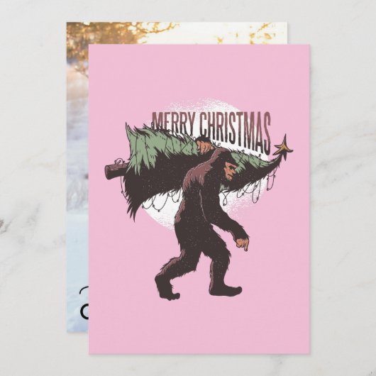 写真のスペースを確保したビッグフットメリークリスマス シーズンカード (正面/裏面)