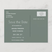 写真のセージ緑のバーガンディ結婚式の日付を保存 案内ポストカード (裏面)