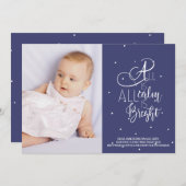 写真のタイポグラフィの生まれたばかりのなクリスマスの発表 シーズンカード (正面/裏面)