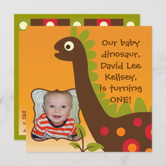 写真のディーノRifficの恐竜の誕生日の招待状 招待状 (正面/裏面)