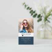 写真のネイビーブルーの卒パーソナライズされた業挿入 名刺 (スタンド正面)