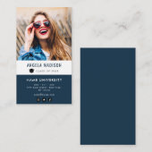 写真のネイビーブルーの卒パーソナライズされた業挿入 名刺 (正面/裏面)