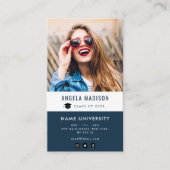 写真のネイビーブルーの卒パーソナライズされた業挿入 名刺 (正面)