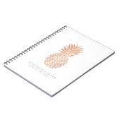 写真のノート-ばら色の金ゴールドのパイナップル ノートブック (左側)