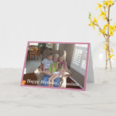 写真のハッピーバースデーの祖母-挨拶状 カード (黄色い花)