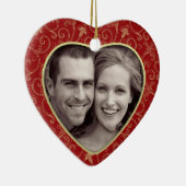 写真のハートのクリスマスのオーナメント セラミックオーナメント (右)