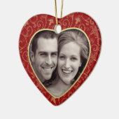 写真のハートのクリスマスのオーナメント セラミックオーナメント (左)
