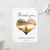 写真のハート結婚図形のサンキューカード カード (正面/裏面インサイチュ)