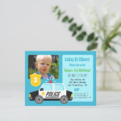 写真のパトカーの子供の誕生日のパーティの招待状 招待状 (スタンド正面)