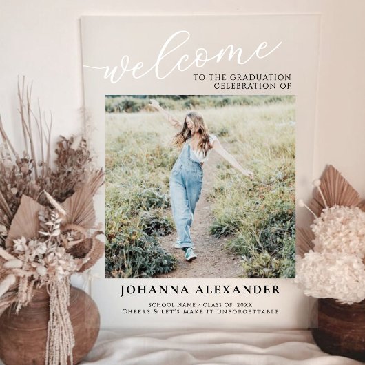 写真のパーソナモダンライズの卒業へようこそ アクリルサイン