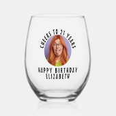 写真のパーソナライズされたおもしろいカスタムパーティー ステムなしワイングラス (正面)