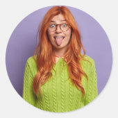 写真のパーソナライズされたおもしろいカスタムパーティー ラウンドシール (正面)