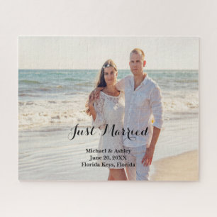 写真のパーソナライズされたたった今結婚しましたパズル ジグソーパズル