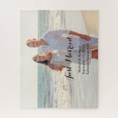 写真のパーソナライズされたたった今結婚しましたパズル ジグソーパズル (縦)