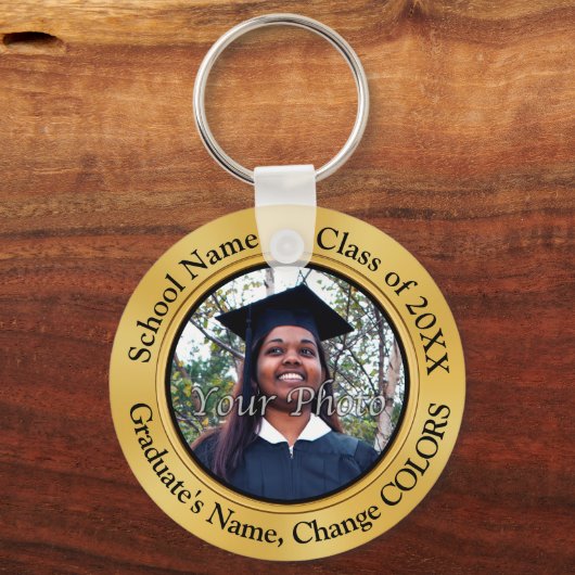 写真のパーソナライズされた卒業は格安 キーホルダー (正面)