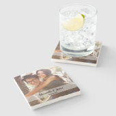 写真のパーソナライズされた正方形 ストーンコースター (横)