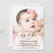 写真のパーソナライズされたSipとSee Baby Shower 招待状 (正面)