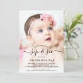 写真のパーソナライズされたSipとSee Baby Shower 招待状 (スタンド正面)