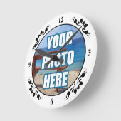 写真のパーソナライズでファンシーなフレーム ラウンド壁時計 (傾斜)