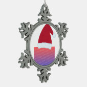 写真のパーソナライズなサンタの帽子のオーナメントを加えて下さい スノーフレークピューターオーナメント (左)