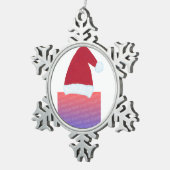 写真のパーソナライズなサンタの帽子のオーナメントを加えて下さい スノーフレークピューターオーナメント (右)